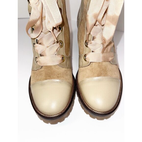 Softwaves Sahara Boots Leather Suede Ribbon Tie Chunky Lug Combat Boho Tan 36/6 - Picture 14 of 16